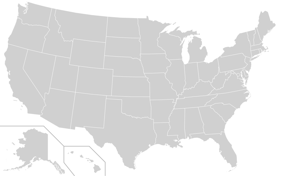 Map of the United States with illustrative city markers